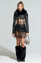 CAN'T BE TAMED PU MINI DRESS