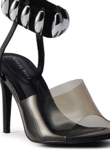 AKIRA MADRIDI BLACK PVC AND METAL SANDAL