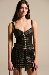 INTO THE NIGHT PU MINI DRESS