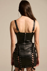 INTO THE NIGHT PU MINI DRESS