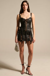 INTO THE NIGHT PU MINI DRESS