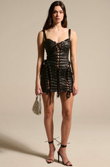INTO THE NIGHT PU MINI DRESS