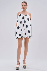 ON THE DOT SATIN BUBBLE MINI DRESS