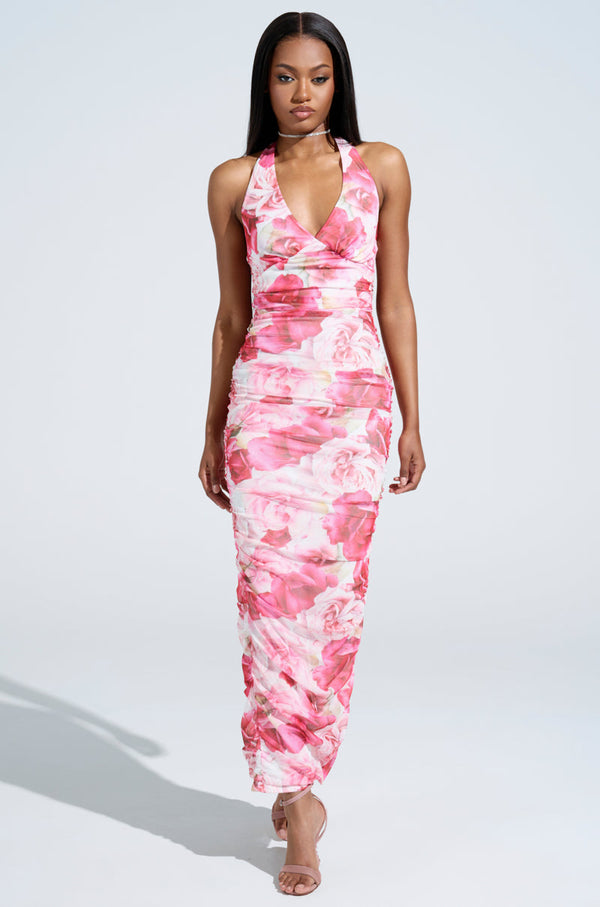 VIOLETS FOR ROSES PRINTED MAXI DRESS
