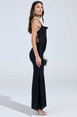 LADY OF THE NIGHT COWL NECK MAXI DRESS IN BLACK
