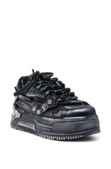 KOI FOOTWEAR METAMORPHOSIS BLACK FLAT DISTRESSED SNEAKER