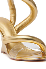 AKIRA MINORU GOLD WEDGE SANDAL