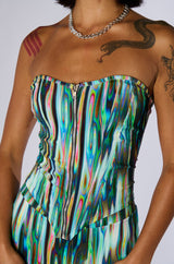 TRIPPY MULTICOLOR FRONT ZIP UP CORSET