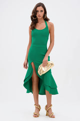 LUCY MIDI BANDAGE DRESS IN KELLY GREEN