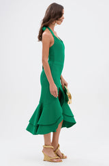 LUCY MIDI BANDAGE DRESS IN KELLY GREEN