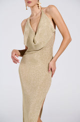KEEPIN IT SIMPLE METALLIC MIDI DRESS