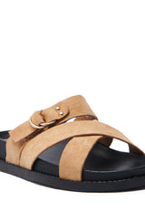 AZALEA WANG NESSAROSE TAN FAUX SUEDE SANDAL