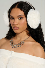 EXTRA RHINESTONE EAR MUFFS IN WHITE