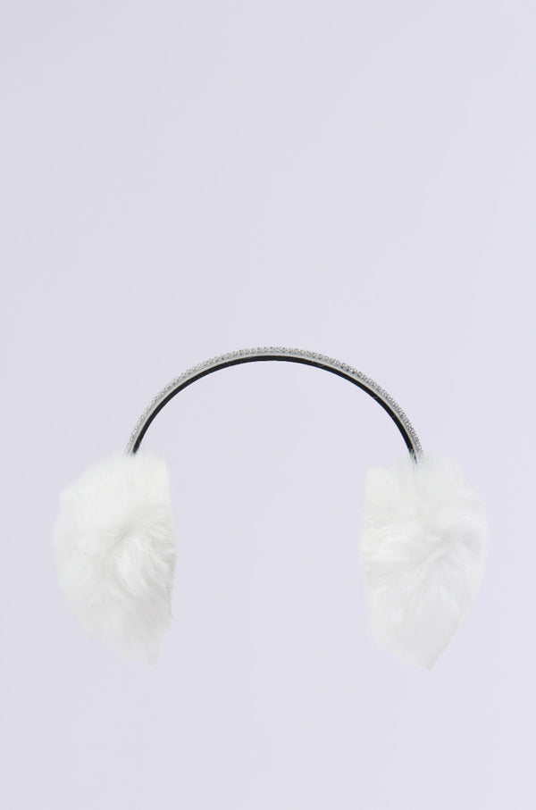 EXTRA RHINESTONE EAR MUFFS IN WHITE