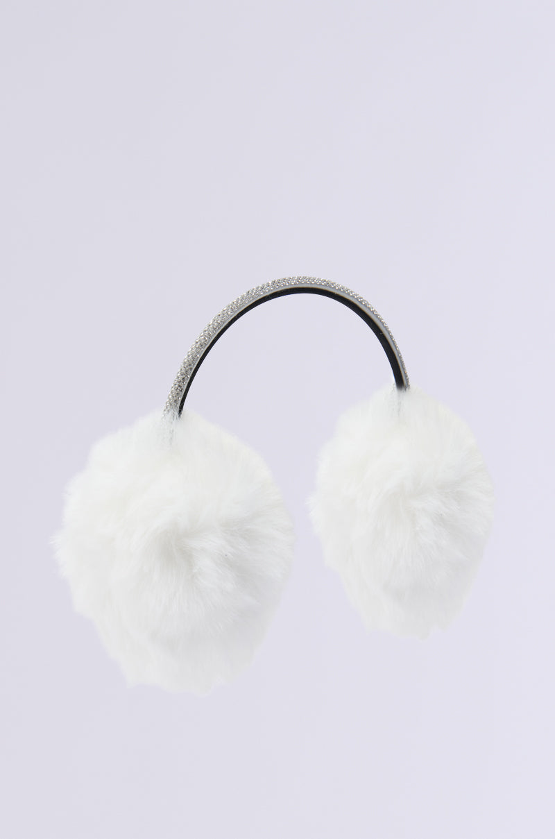 EXTRA RHINESTONE EAR MUFFS IN WHITE
