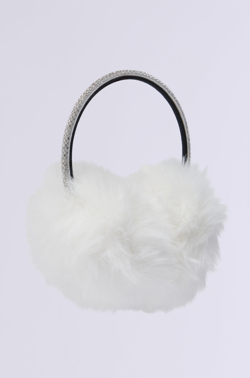 EXTRA RHINESTONE EAR MUFFS IN WHITE