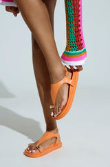 AKIRA NICCOLO ORANGE FLAT SANDAL