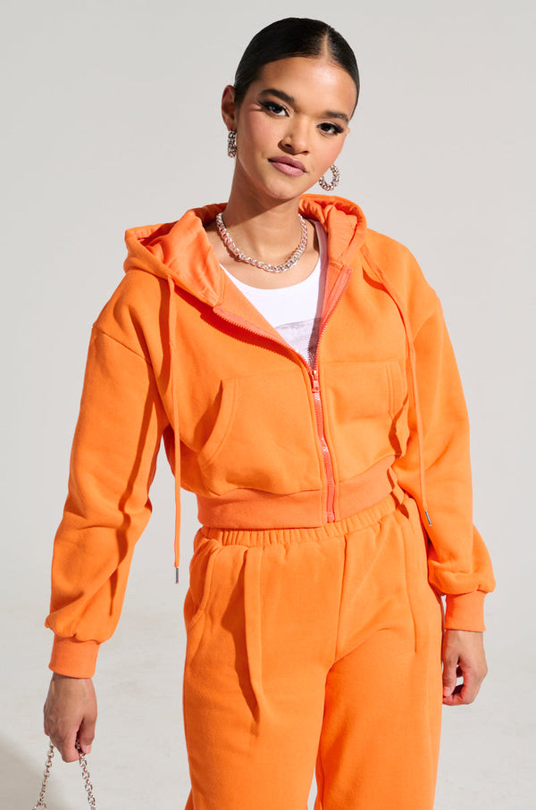 ORANGE CROP ZIP UP SWEATSHIRT