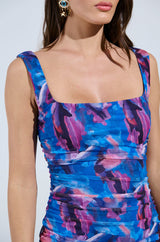 YOU MAKE ME BLUSH ABSTRACT MIDI DRESS