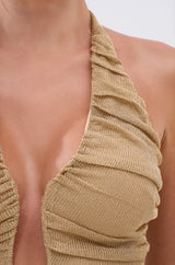 SERPENTI PLUNGE MINI DRESS IN METALLIC GOLD