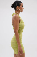 SERPENTI PLUNGE MINI DRESS IN GREEN