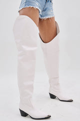 AZALEA WANG RIA OVER THE THIGH WESTERN BOOT IN WHITE