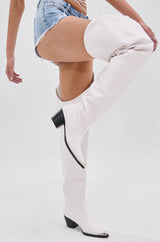AZALEA WANG RIA OVER THE THIGH WESTERN BOOT IN WHITE