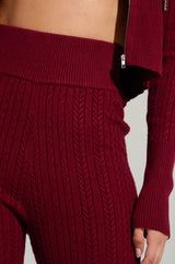 DREAM GIRL FLARE KNIT PANT IN BURGUNDY
