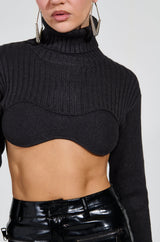MADE YOU LOOK SUPER CROPPED SWEATER IN CHARCOAL GREY