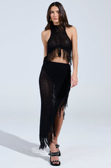 CROCHET FRAYED EDGE CROP TANK TOP