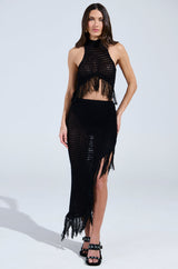CROCHET FRAYED EDGE CROP TANK TOP