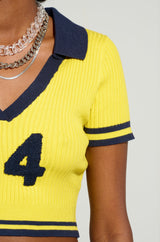 NUMBER 24 CROPPED COLLARED KNIT SWEATER