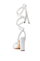 ROYALE WHITE PU PUFF CHUNKY LACE UP SANDAL