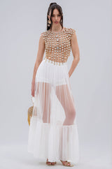 BEJEWELED GOLD SLEEVELESS TOP