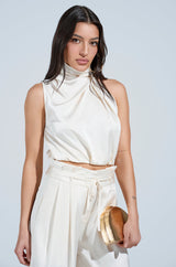 BLAKE SATIN MOCK NECK TOP