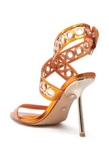 AZALEA WANG SAMUEL ORANGE HARDWARE EMBELLISHED SANDAL
