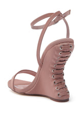 AZALEA WANG SAWNEY MAUVE LACE UP PATENT SANDAL