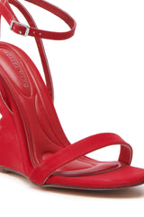 AZALEA WANG SAWNEY RED LACE UP PATENT SANDAL