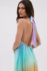 SUNSET PLEATED OMBRE MAXI DRESS