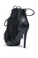 AZALEA WANG SHAINY BLACK FUR SANDAL
