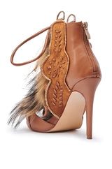 AZALEA WANG SHAINY TAN FUR SANDAL