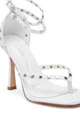 AZALEA WANG SHUGAMONK WHITE METAL EMBELLISHED THONG SANDAL