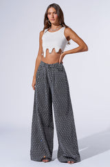 DAZZLED RHINESTONE STUDDED DENIM PANTS IN BLACK