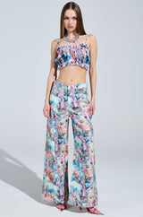 FEMALE FANTASY PRINTED SATIN RUCHED TOP