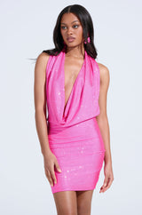 HEARTBREAKER RHINESTONE MINI DRESS IN PINK