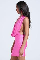 HEARTBREAKER RHINESTONE MINI DRESS IN PINK