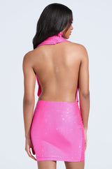 HEARTBREAKER RHINESTONE MINI DRESS IN PINK