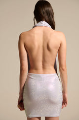 HEARTBREAKER RHINESTONE MINI DRESS IN WHITE