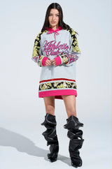 ATHLETIC BROCADE SWEATSHIRT DRESS