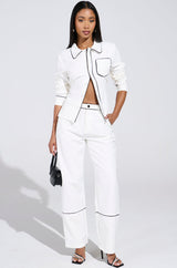 LISA WOVEN PIPED BUTTON UP